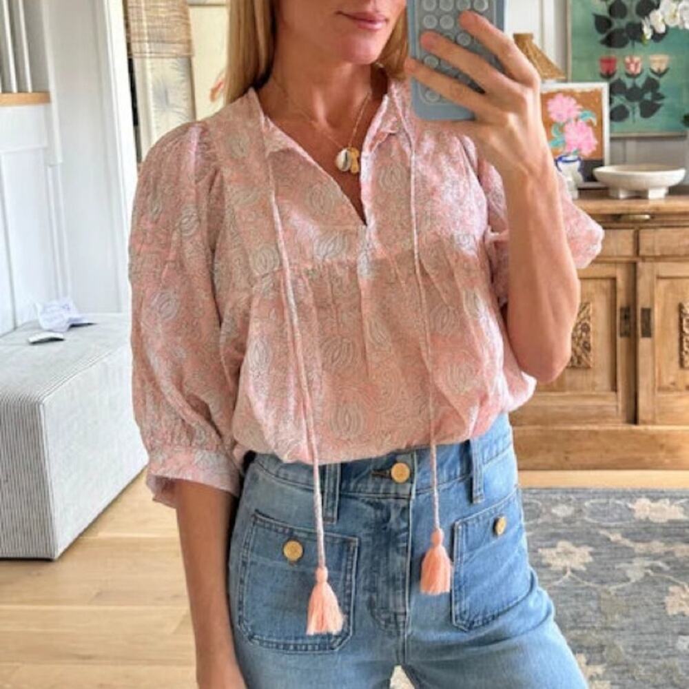 Marea Steph Blush Pink 3/4 Balloon Sleeves Slouchy Pullover Top Women’s Small